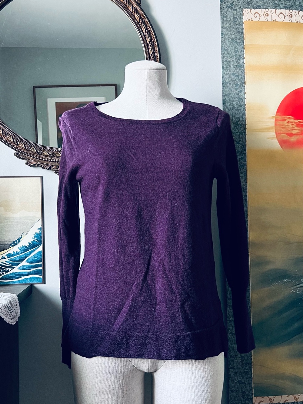 Badgley Mischka Deep Purple Crewneck Knit Top